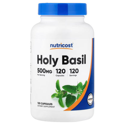 Nutricost Holy Basil 500mg – 120 Vegetarian Capsules, Gluten-Free Herbal Supplement