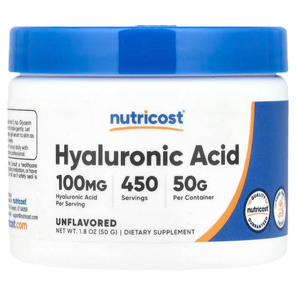 Nutricost Hyaluronic Acid Powder 50g – Water-Soluble Fine Powder, Hyaluronic Acid Supplement