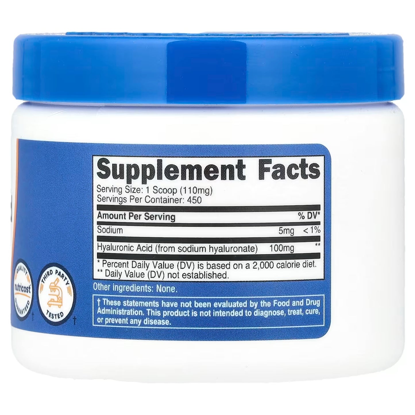 Nutricost Hyaluronic Acid Powder 50g – Water-Soluble Fine Powder, Hyaluronic Acid Supplement