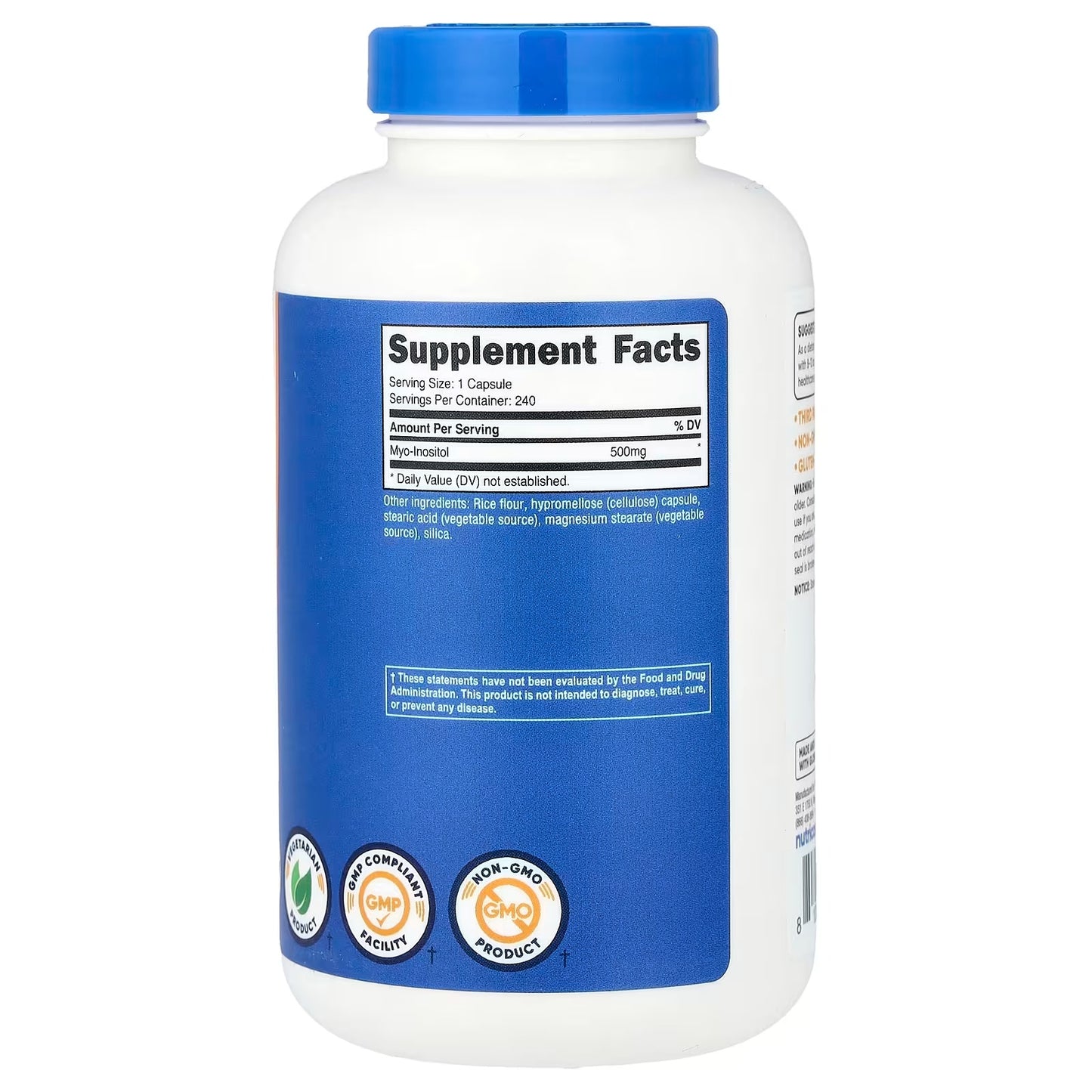 Nutricost Myo-Inositol 500mg – 240 Capsules | GMO-Free Gluten-Free Veggie Capsules