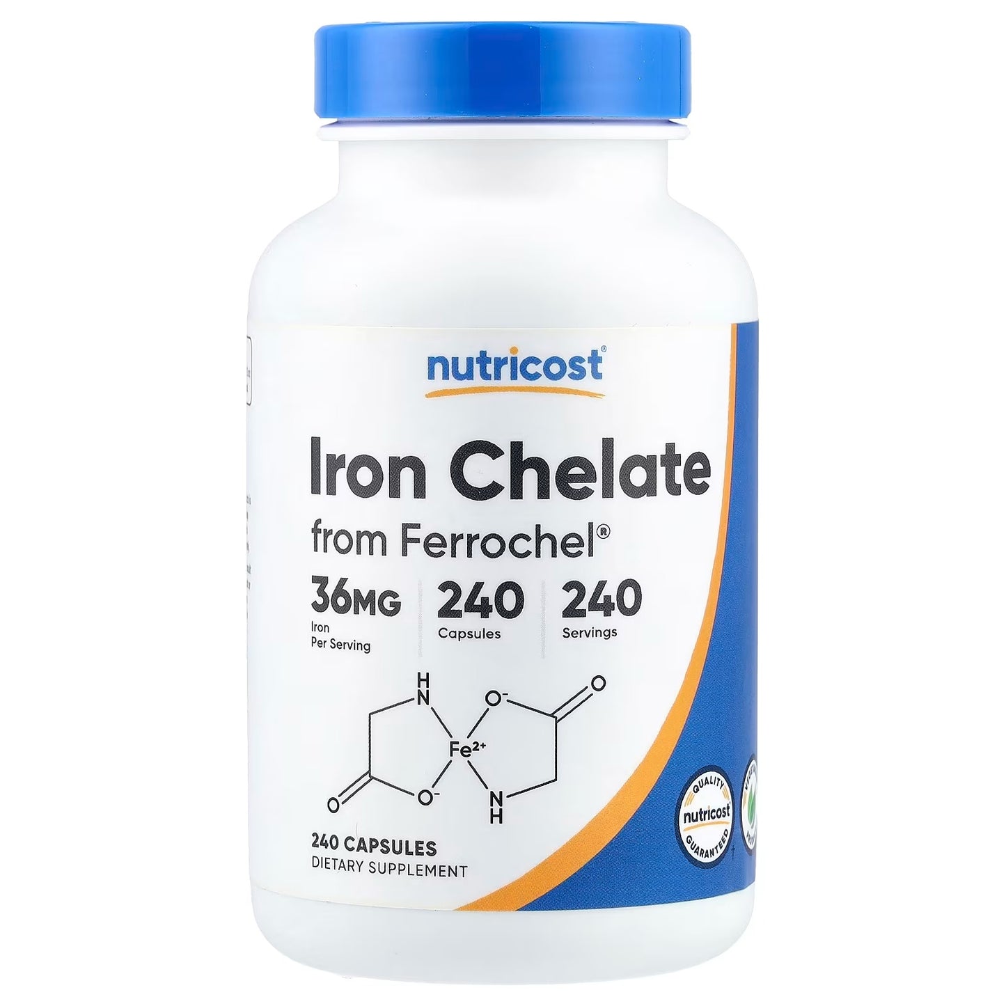 Nutricost Iron Chelate 36mg from Ferrochel® – 240 Capsules, Chelated Iron Supplement