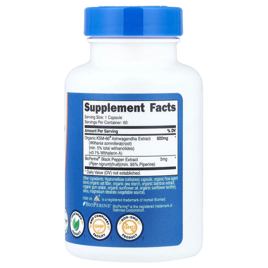 Nutricost KSM-66 Ashwagandha 600mg – 60 Capsules | 5% Withanolides with BioPerine