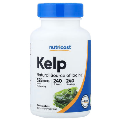 Nutricost Kelp Tablets with 325mcg Iodine – 240 Tablets, Gluten-Free Seaweed Mineral Supplement