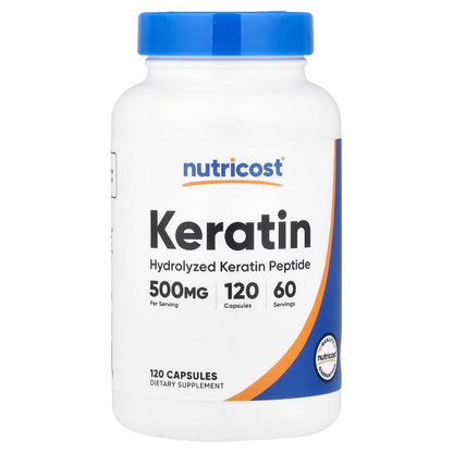 Nutricost Hydrolyzed Keratin Peptides 500mg – 120 Capsules, 60 Servings, Keratin Supplement