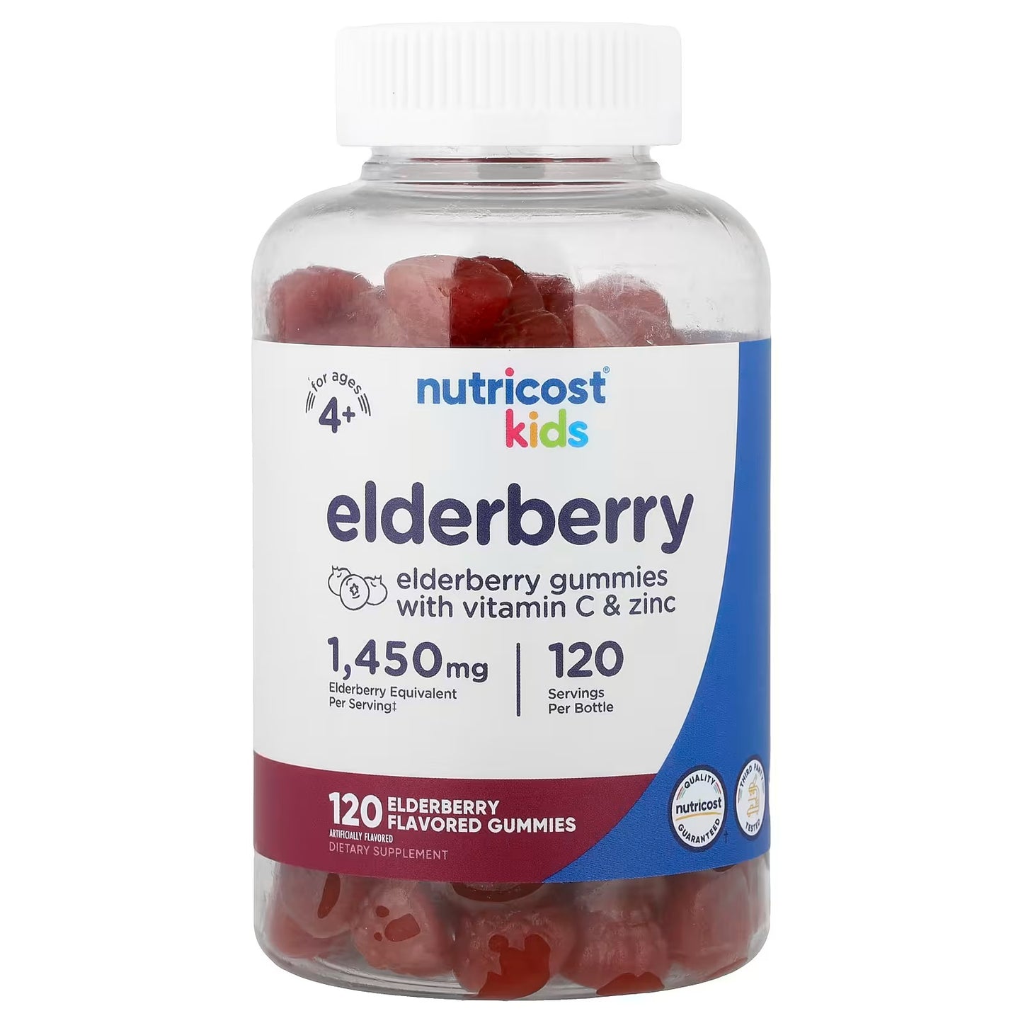 Nutricost Kids Elderberry Gummies 50mg – 120 Gummies with Zinc & Vitamin C, Kids Wellness Supplement