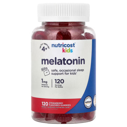 Nutricost Kids Melatonin Gummies 1mg – 120 Strawberry Flavored Gummies, Children's Sleep Support
