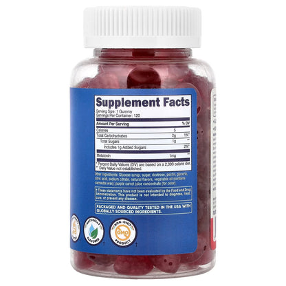 Nutricost Kids Melatonin Gummies 1mg – 120 Strawberry Flavored Gummies, Children's Sleep Support