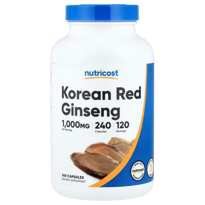Nutricost Korean Ginseng 1000mg – 240 Capsules, 120 Servings, 500mg Per Capsule, Panax Red Ginseng, Gluten-Free & GMO-Free
