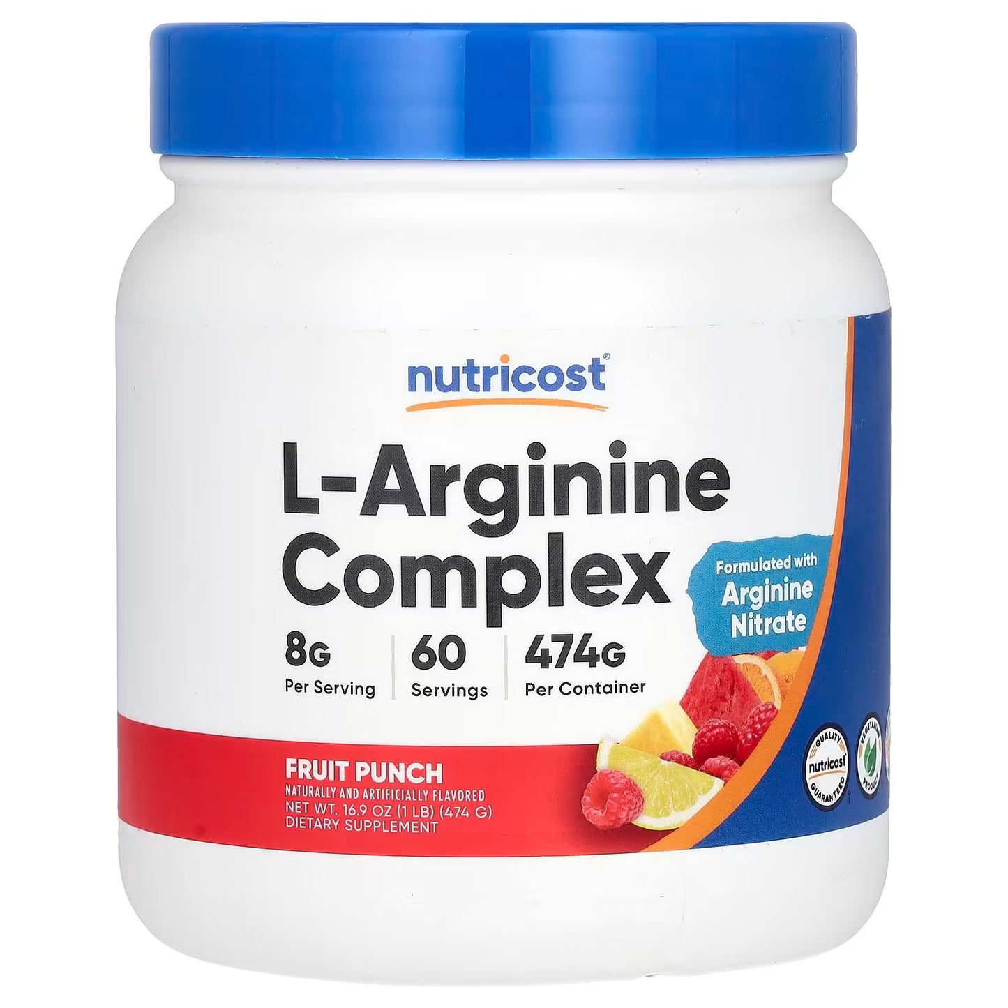 Nutricost L-Arginine Complex – Fruit Punch, 60 Servings, Gluten-Free Amino Acid Supplement