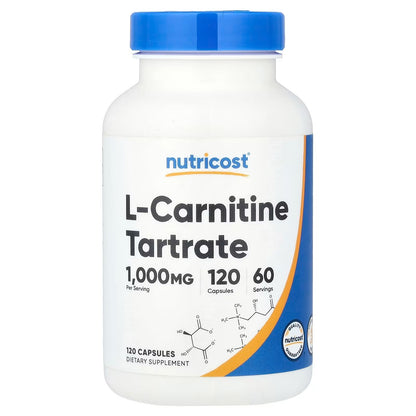 Nutricost L-Carnitine Tartrate 1000mg – 240 Capsules, 120 Servings, 500mg Per Capsule