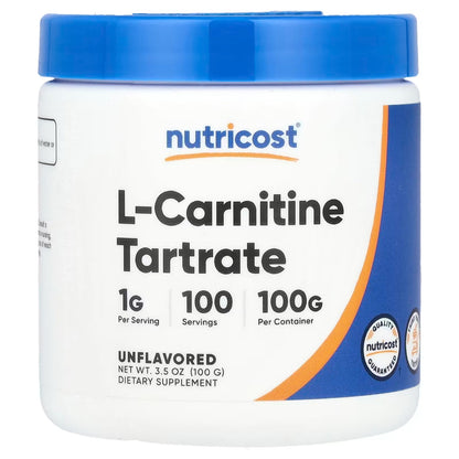 Nutricost L-Carnitine Tartrate Powder 100g – 100 Servings, Amino Acid & Fitness Supplement