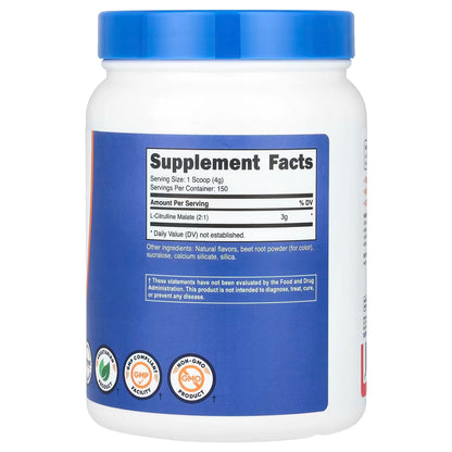 Nutricost L-Citrulline Malate 2:1 Powder 600g – Fruit Punch Flavor, Workout & Pre-Workout Support