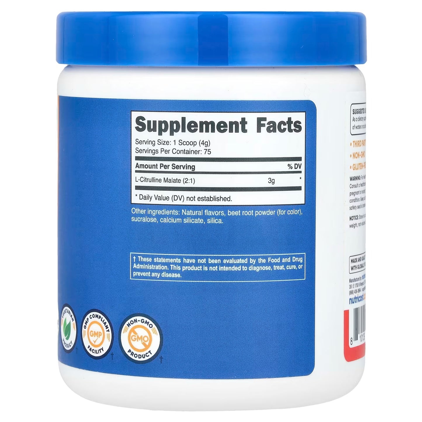 Nutricost L-Citrulline Malate 2:1 Powder 300g – Strawberry Kiwi Flavor, Pre-Workout & Amino Acid Supplement