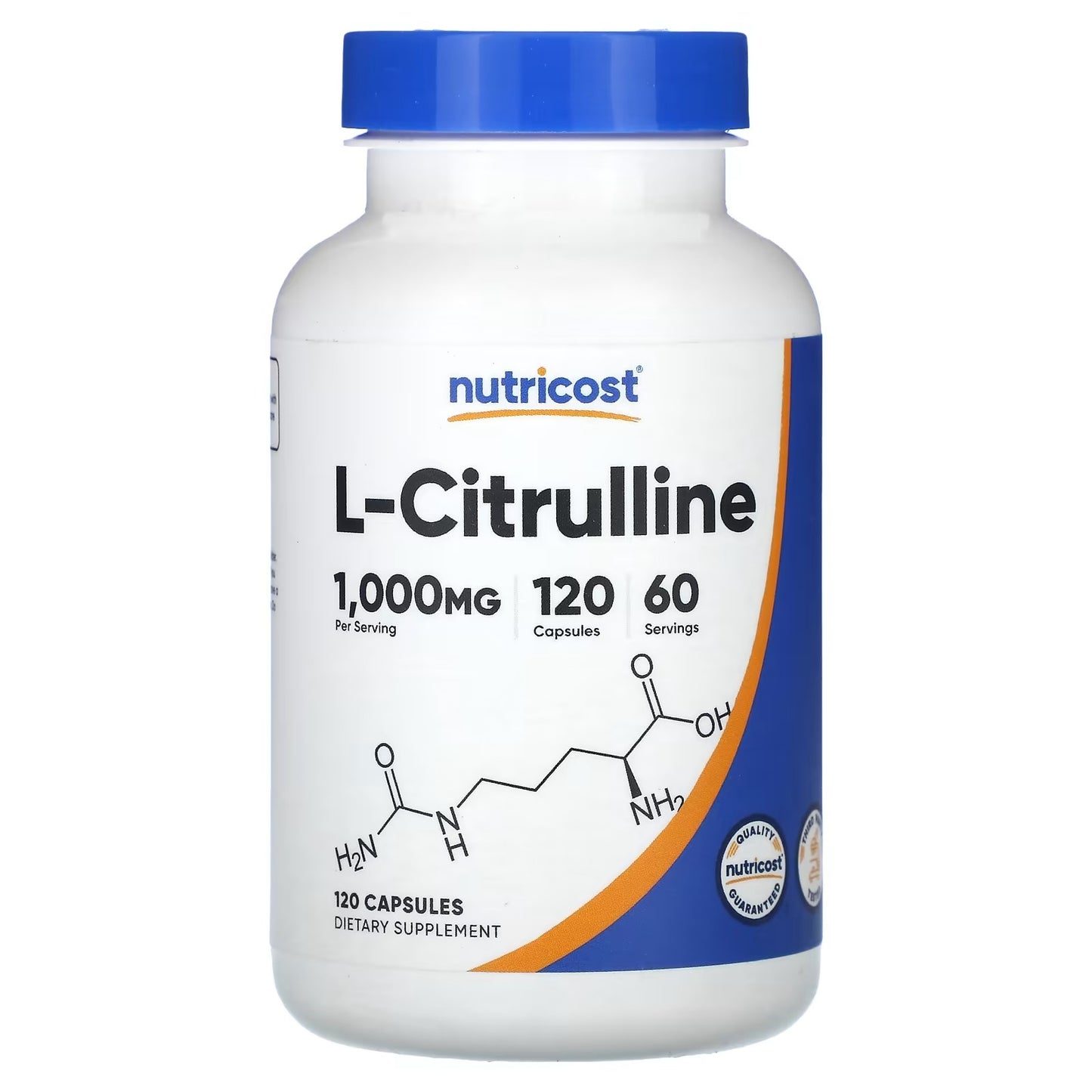 Nutricost L-Citrulline 1000mg – 120 Capsules, 60 Servings, 500mg Per Capsule, Gluten-Free & GMO-Free