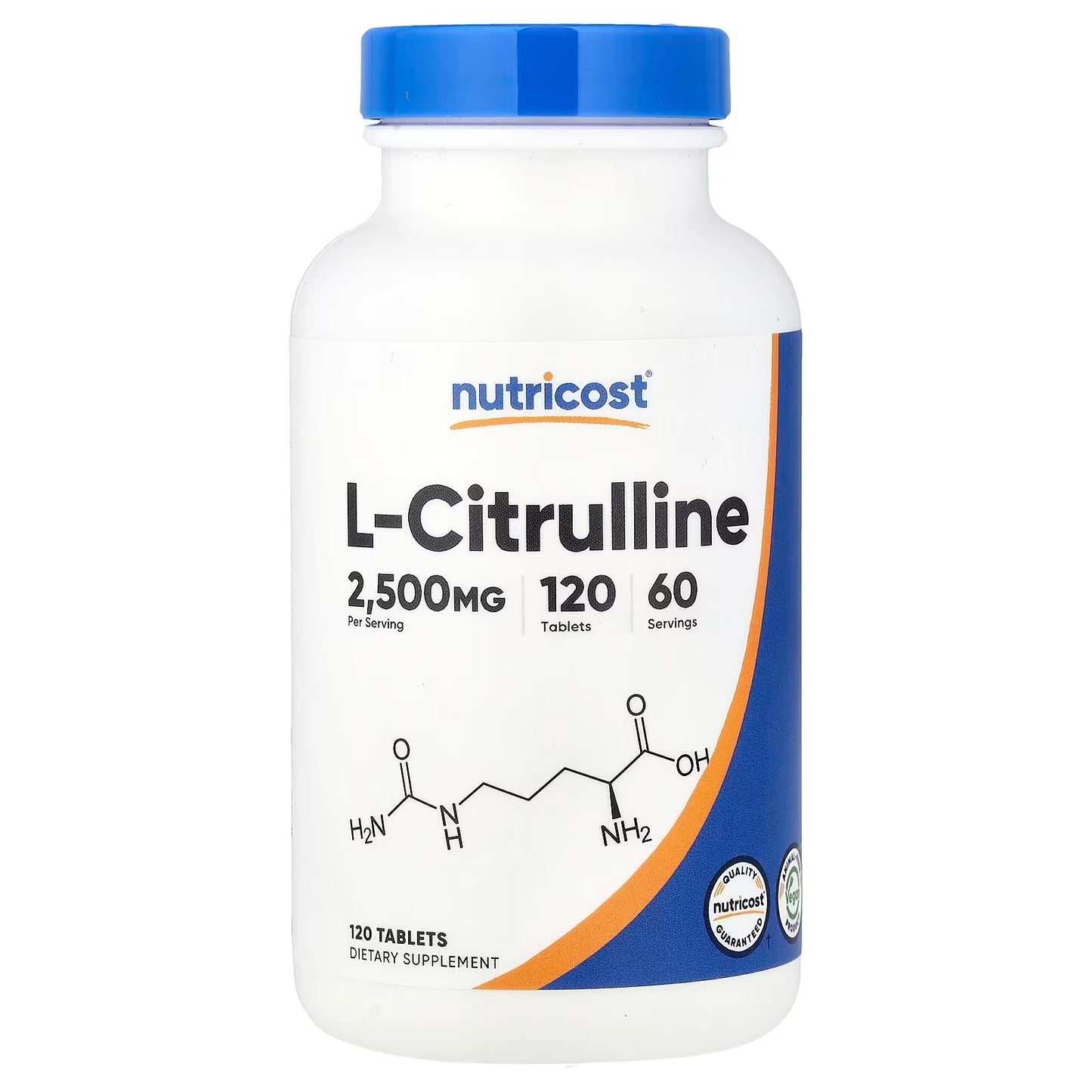 Nutricost L-Citrulline 2500mg – 120 Tablets, 60 Servings, 1250mg Per Tablet, GMO-Free & Gluten-Free
