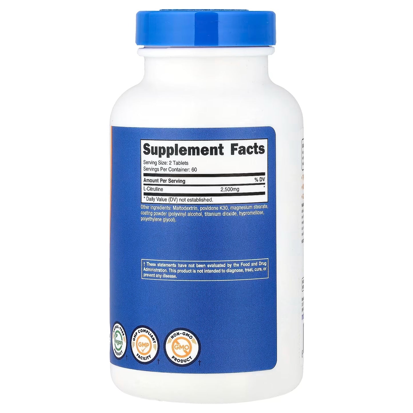 Nutricost L-Citrulline 2500mg – 120 Tablets, 60 Servings, 1250mg Per Tablet, GMO-Free & Gluten-Free
