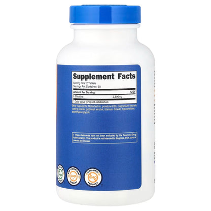 Nutricost L-Citrulline 2500mg – 120 Tablets, 60 Servings, 1250mg Per Tablet, GMO-Free & Gluten-Free