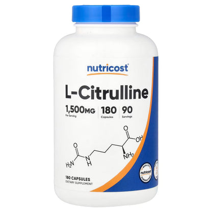 Nutricost L-Citrulline 1500mg – 180 Capsules, 750mg Per Capsule, Gluten-Free & GMO-Free