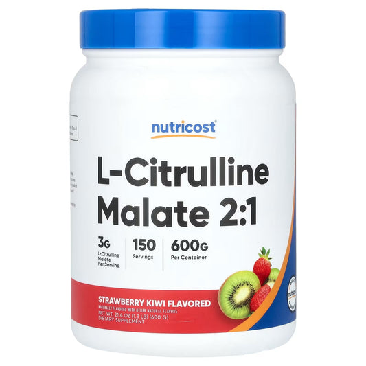 Nutricost L-Citrulline Malate 2:1 Powder 300g – Strawberry Kiwi Flavor, Pre-Workout & Amino Acid Supplement