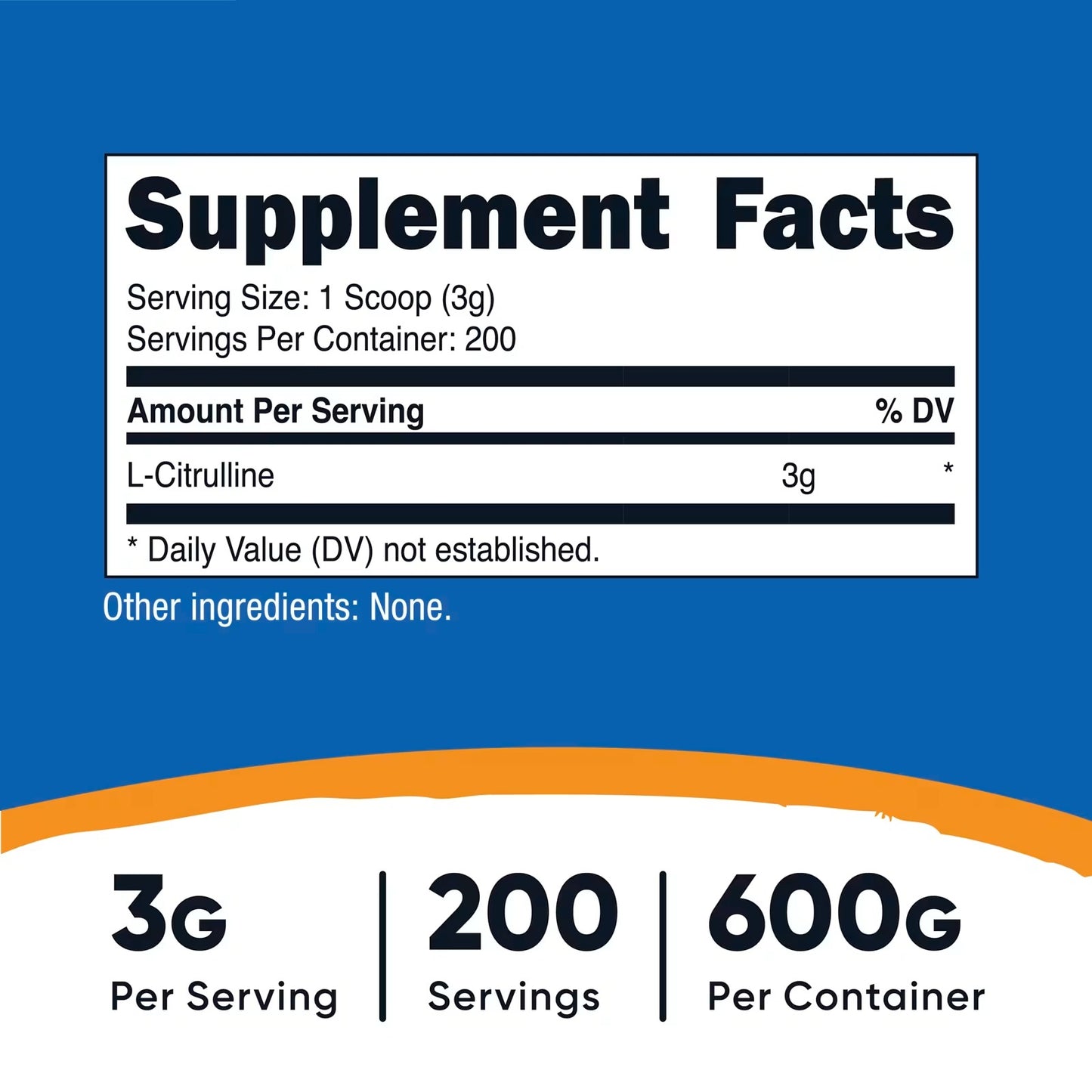 Nutricost Pure L-Citrulline Base Powder 600g – Unflavored Amino Acid Supplement