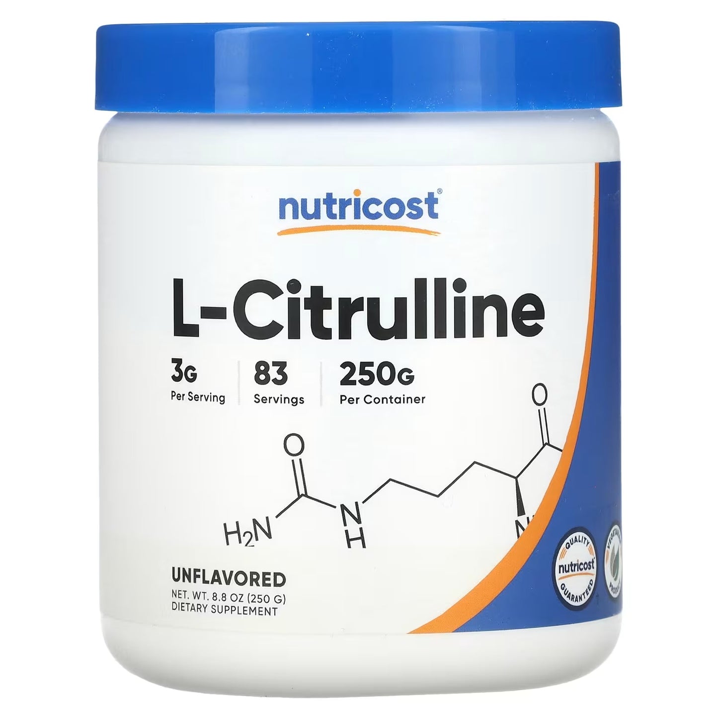 Nutricost Pure L-Citrulline Powder 250g – 3g Per Serving, 83 Servings, Gluten-Free & GMO-Free
