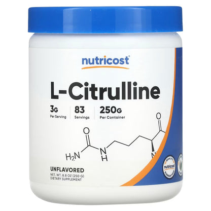 Nutricost Pure L-Citrulline Powder 250g – 3g Per Serving, 83 Servings, Gluten-Free & GMO-Free