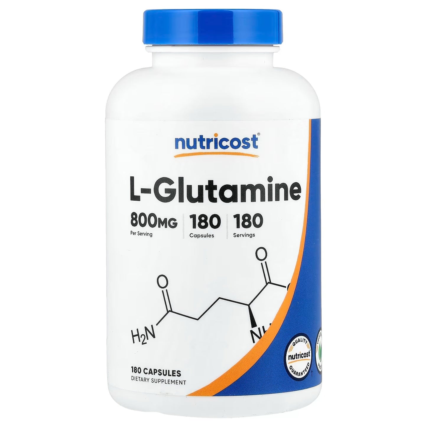 Nutricost L-Glutamine 800mg – 180 Capsules, Gluten-Free & Non-GMO Amino Acid Supplement