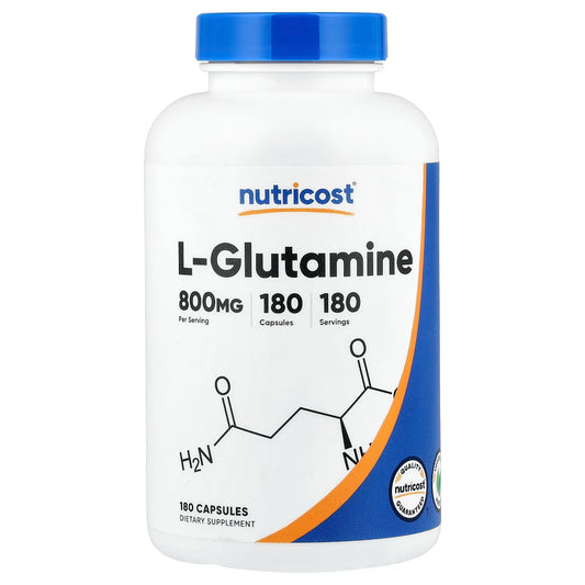 Nutricost L-Glutamine 800mg – 180 Capsules, Gluten-Free & Non-GMO Amino Acid Supplement