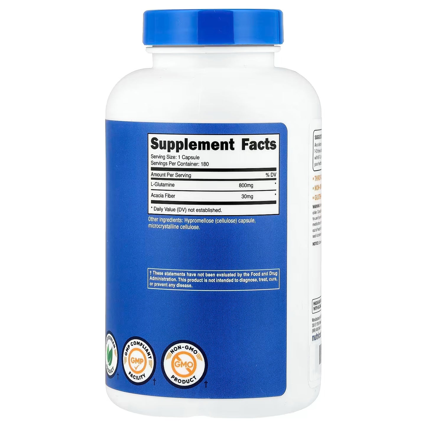 Nutricost L-Glutamine 800mg – 180 Capsules, Gluten-Free & Non-GMO Amino Acid Supplement