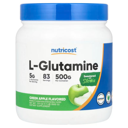 SEO-Optimized Product Title: Nutricost L-Glutamine Powder 500g – Green Apple Flavor, Gluten-Free Amino Acid Supplement