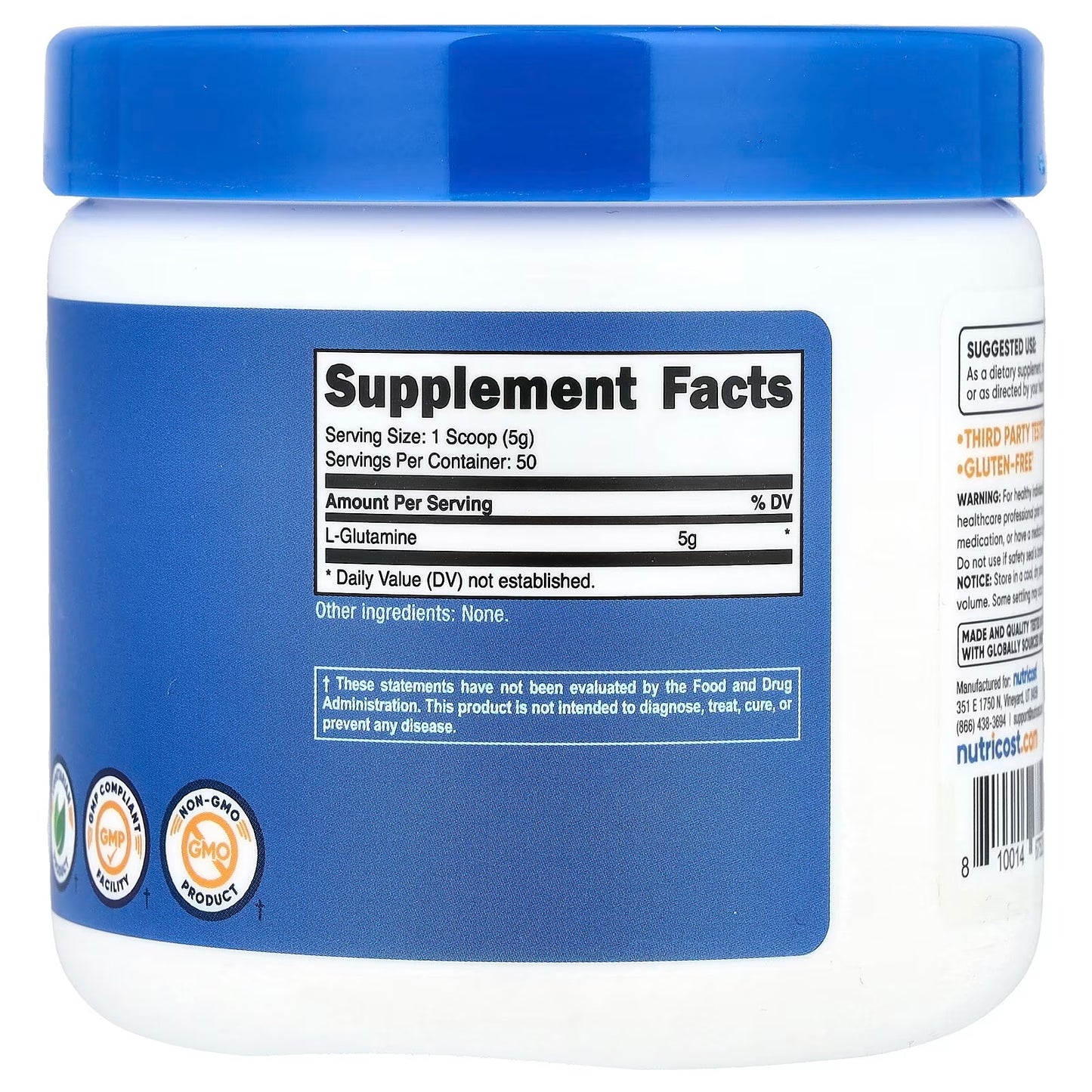 Nutricost L-Glutamine Powder 250g – Pure Glutamine Amino Acid Supplement