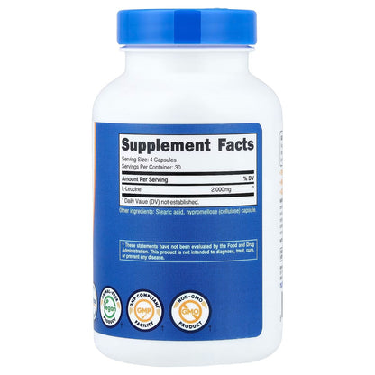Nutricost L-Leucine 2000mg – 120 Vegetarian Capsules, 30 Servings, Gluten-Free & GMO-Free