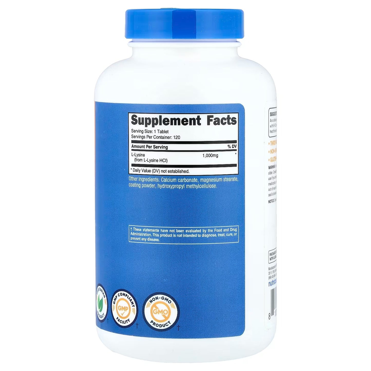 Nutricost L-Lysine 1000mg – 120 Tablets, Gluten-Free Amino Acid Supplement