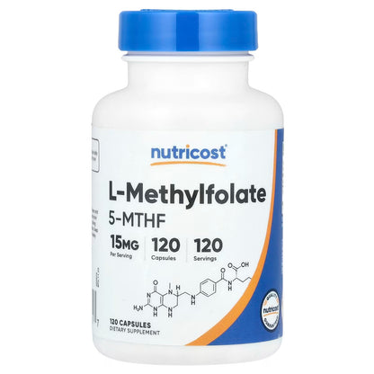 Nutricost L-Methylfolate 15mg (5-MTHF) – 120 Vegan Capsules, Gluten-Free & GMO-Free
