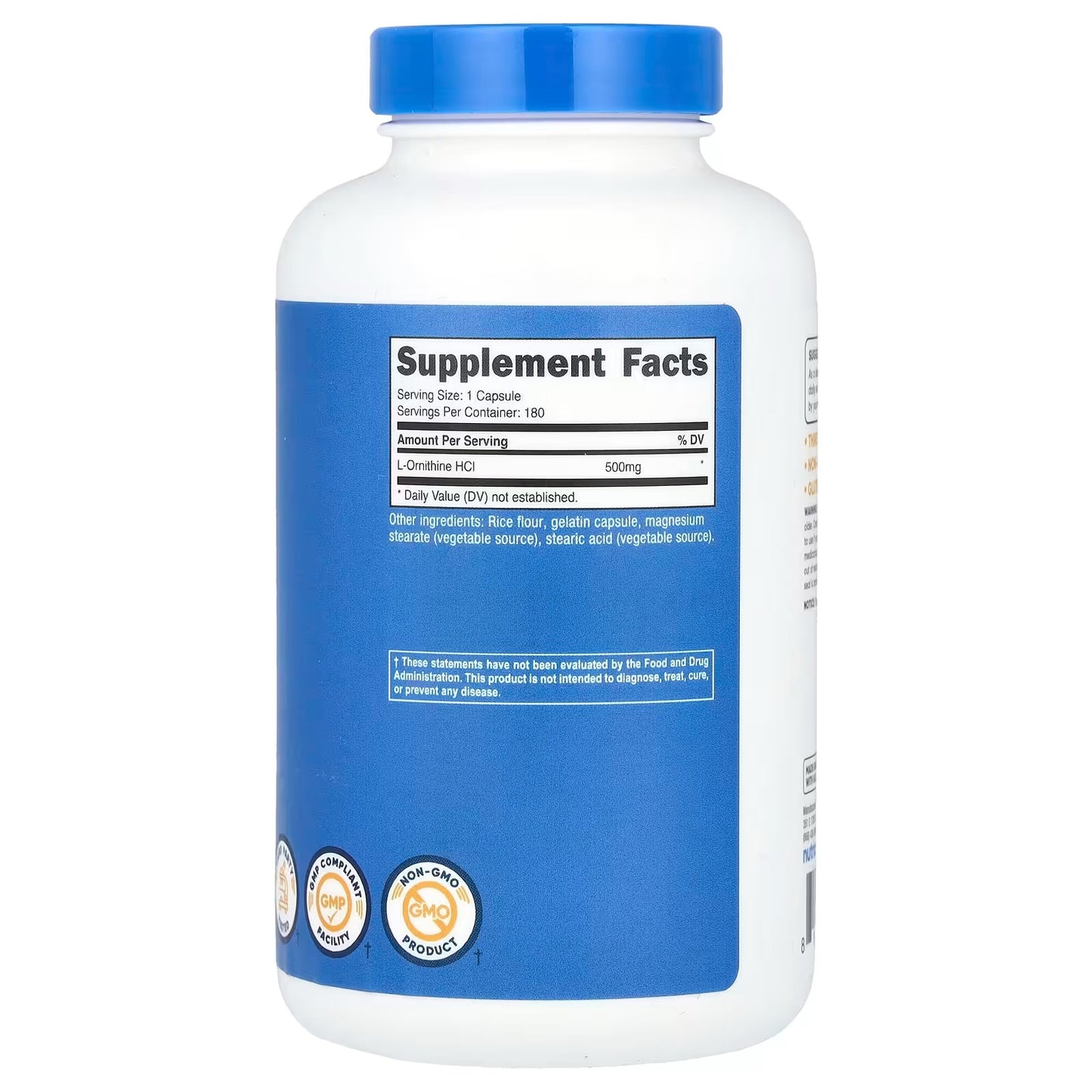 Nutricost L-Ornithine 500mg – 180 Capsules, Non-GMO & Gluten-Free Amino Acid Supplement