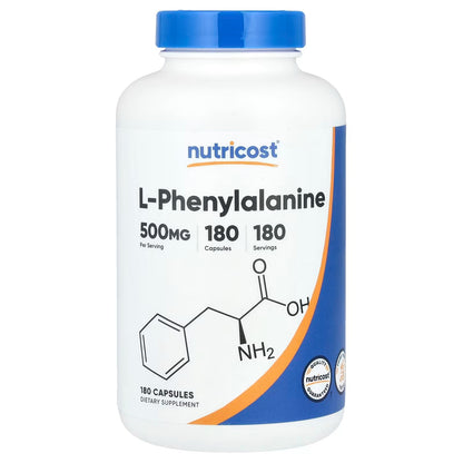 Nutricost L-Phenylalanine 500mg – 180 Capsules, 2 Bottles, Amino Acid Supplement
