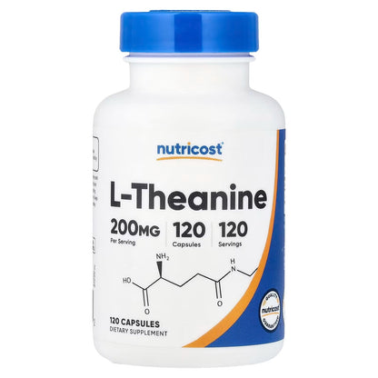 Nutricost L-Theanine 200mg Double Strength – 120 Capsules | Gluten-Free & GMO-Free