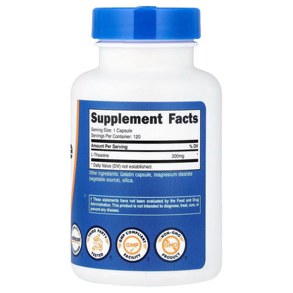 Nutricost L-Theanine 200mg Double Strength – 120 Capsules | Gluten-Free & GMO-Free