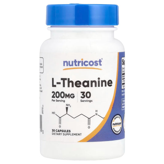 Nutricost L-Theanine 200mg – 30 Capsules, Amino Acid Supplement, Relaxation & Focus Support