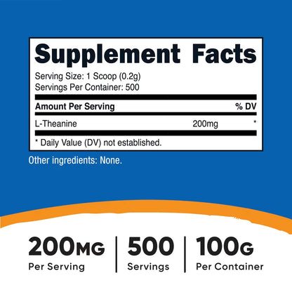 Nutricost L-Theanine Powder 100g – Pure L-Theanine, Gluten-Free & Non-GMO