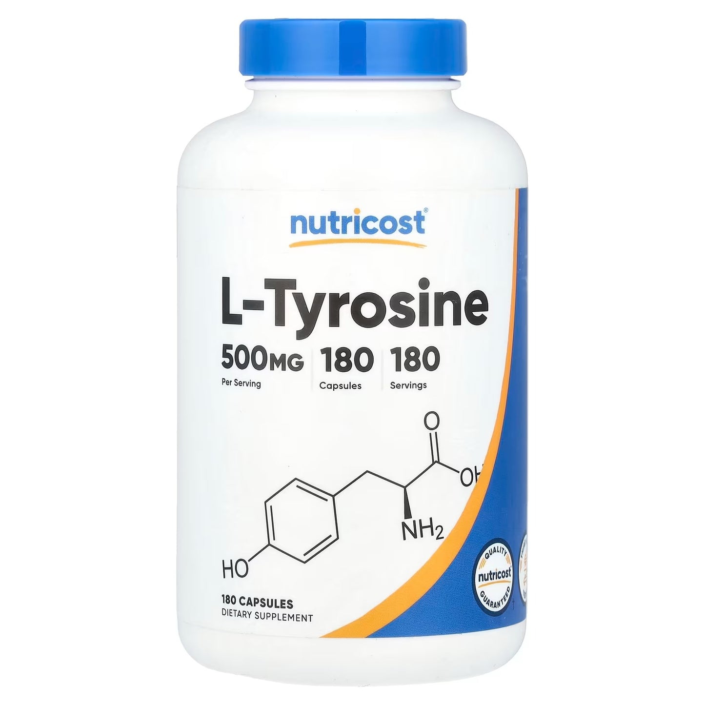 Nutricost L-Tyrosine 500mg – 180 Capsules, Gluten-Free & GMO-Free Amino Acid Supplement