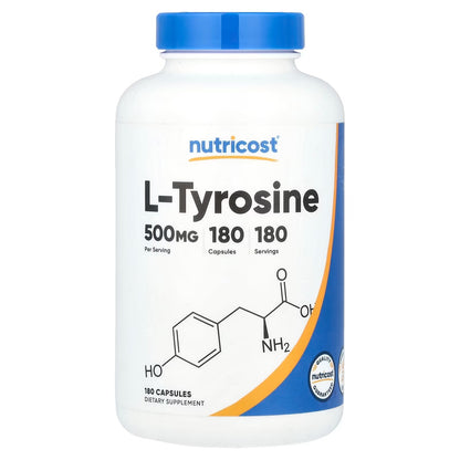 Nutricost L-Tyrosine 500mg – 180 Capsules, Gluten-Free & GMO-Free Amino Acid Supplement