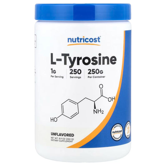 Nutricost L-Tyrosine Powder 250g – Unflavored, 1000mg Per Serving, Amino Acid Supplement