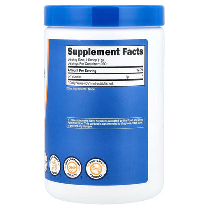 Nutricost L-Tyrosine Powder 250g – Unflavored, 1000mg Per Serving, Amino Acid Supplement