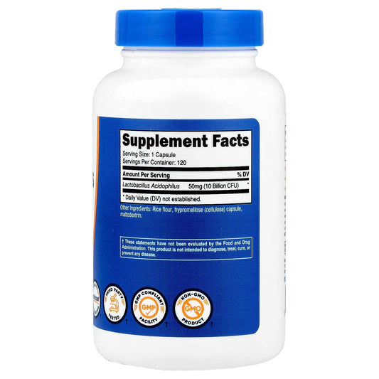 Nutricost Lactobacillus Acidophilus 10 Billion CFU – 120 Vegetarian Capsules, Probiotic Supplement