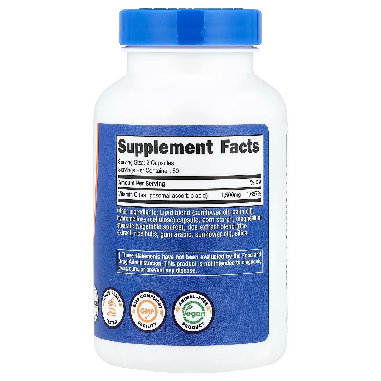 Nutricost Liposomal Vitamin C 1500mg – 120 Vegan Capsules, 60 Servings, Vitamin C Supplement