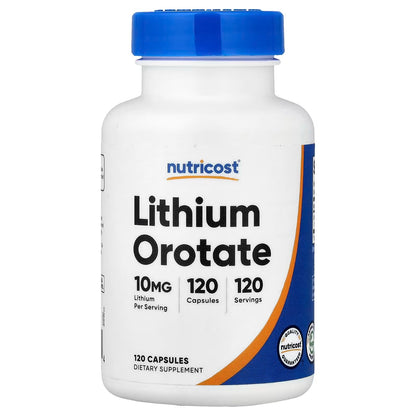 Nutricost Lithium Orotate 10mg – 120 Vegan Capsules, Gluten-Free & GMO-Free Supplement