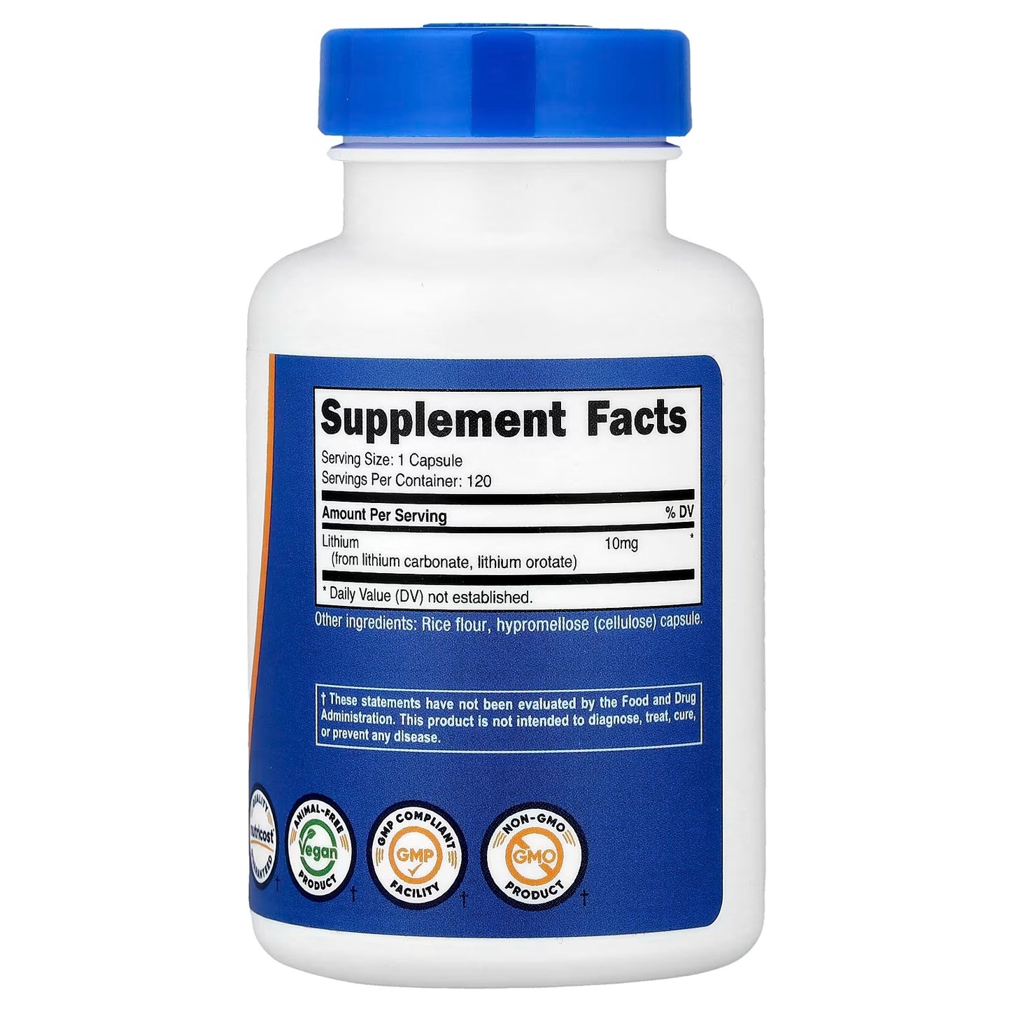 Nutricost Lithium Orotate 10mg – 120 Vegan Capsules, Gluten-Free & GMO-Free Supplement
