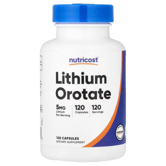 Nutricost Lithium Orotate 5mg – 120 Veggie Capsules, Gluten-Free & GMO-Free