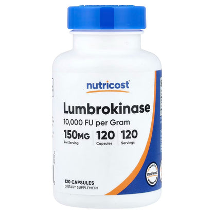 Nutricost Lumbrokinase 150mg – 120 Capsules, Gluten-Free & GMO-Free, 3rd-Party Tested